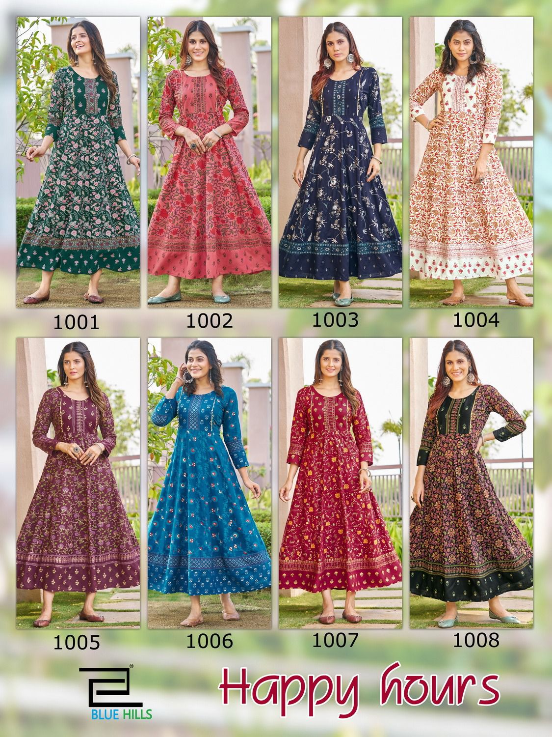 Blue Hills Happy Hours Printed Gown Style Anarkali Kurtis
